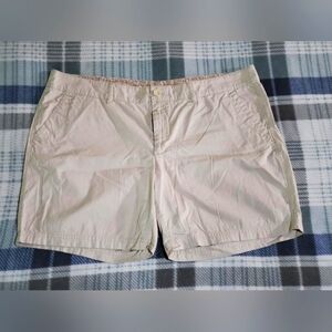 Eddie Bauer women's white tan shorts, size 18.